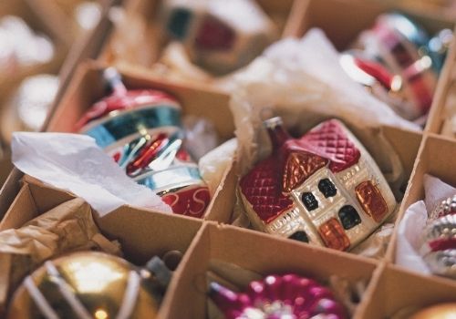 ornaments packed with tissue paper