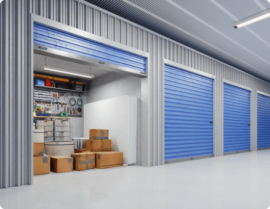 blue storage units