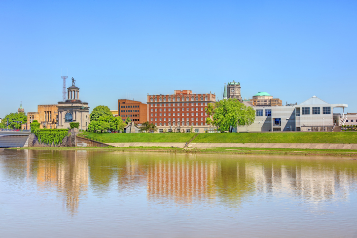 Building and water view of Hamilton, Ohio