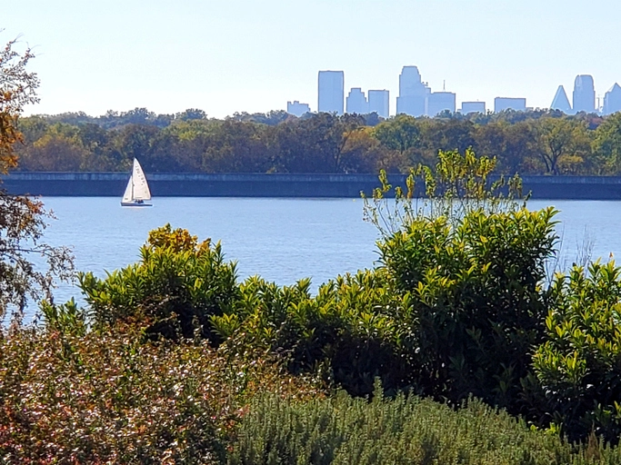 White Rock Lake Dalls A lake with a boat on it