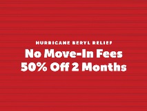 Hurricane Beryl Relief: No Move-in Fees plus 50% 2 Months. Texas Stores, Limited Time.