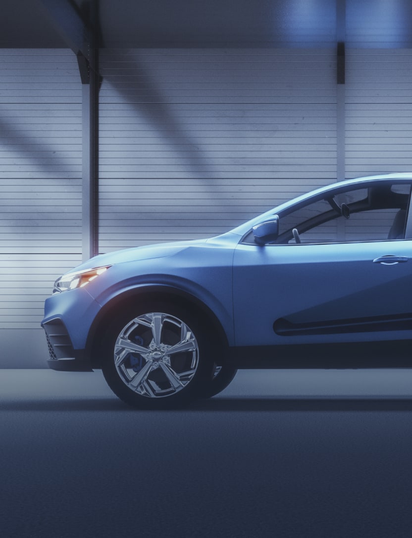 A sideview of a car.