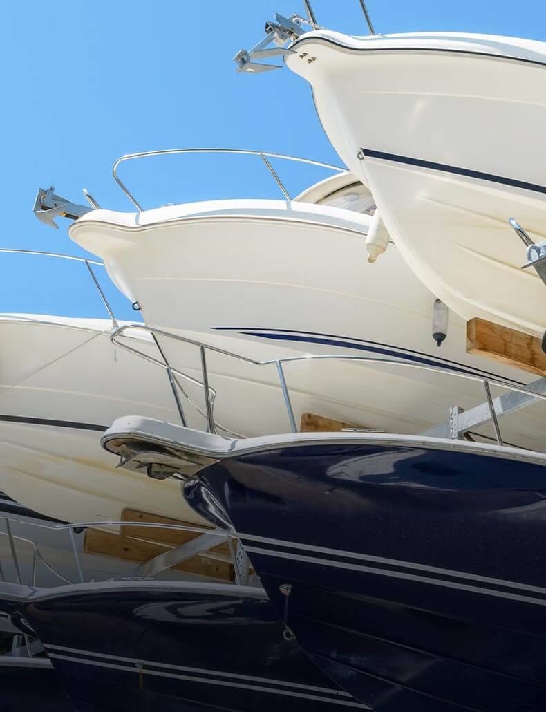 The front of boats.